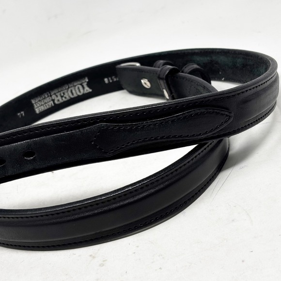 Yoder Leather Company Mens Black Premium Genuine Leather Belt Size 44 Amish - Picture 6 of 8